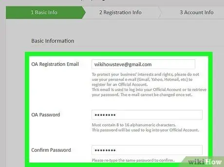 Registra un account WeChat ufficiale Passaggio 3