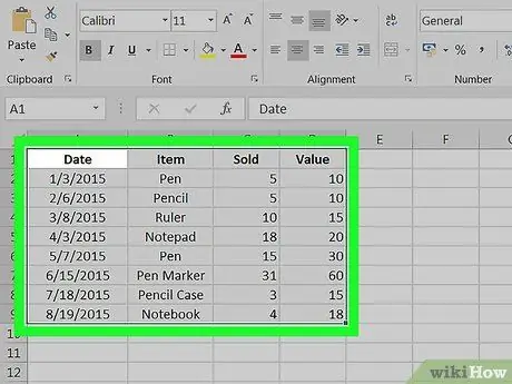 Konwertuj Excel na Word Krok 1