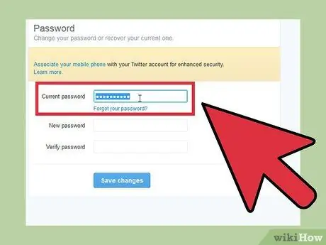 Modifica la password di Twitter Passaggio 3