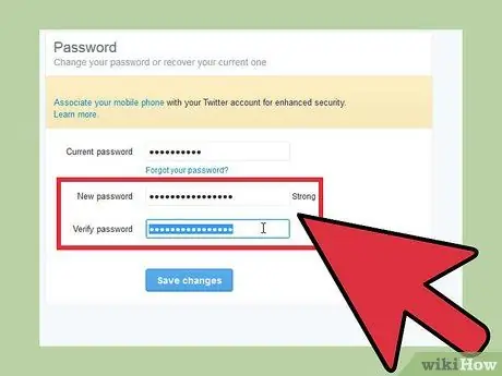 Modifica la password di Twitter Passaggio 4