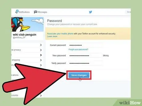 Modifica la password di Twitter Passaggio 5