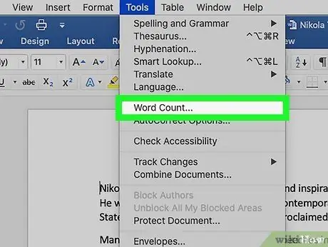 Gaan 'n woordtelling na in Microsoft Word Stap 5