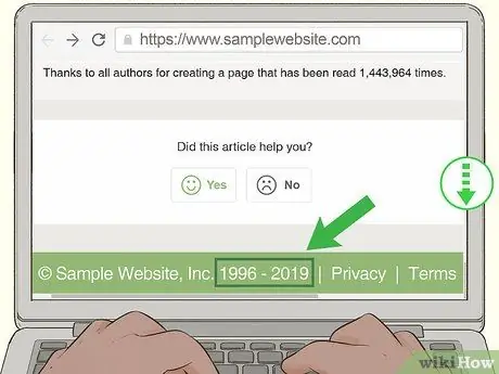 Find the Publication Date of a Website Step 2