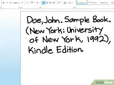 Cite a Kindle eBook Step 2