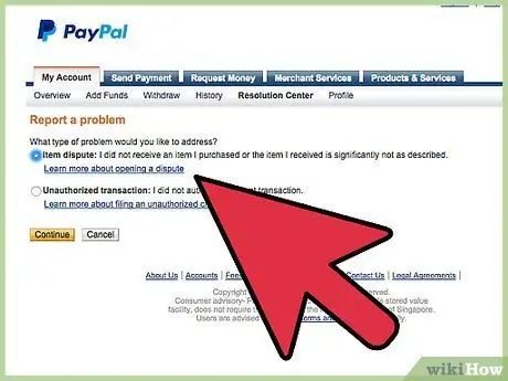 Disputar uma transação do PayPal, etapa 4