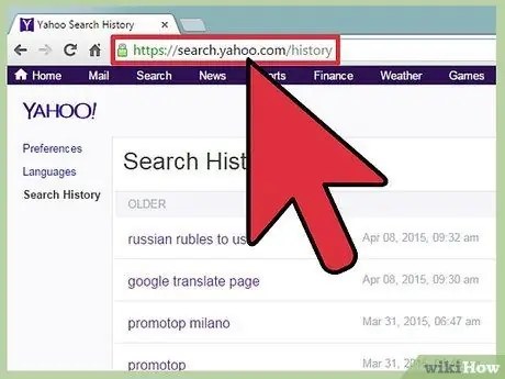 A Yahoo előzményeinek törlése 1. lépés