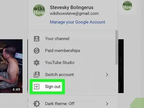 Wyloguj się z YouTube Krok 3
