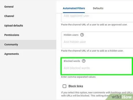 Bloquer les mots clés sur YouTube Étape 6