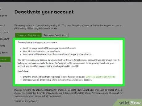 Een Kik-account deactiveren Stap 1