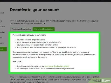 Deactivate a Kik Account Step 2
