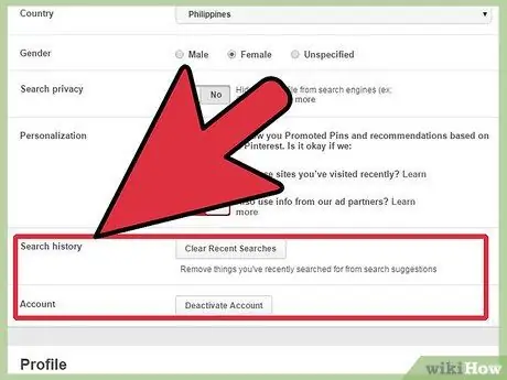 Tanggalin ang Iyong Kasaysayan sa Paghahanap sa Pinterest Hakbang 3