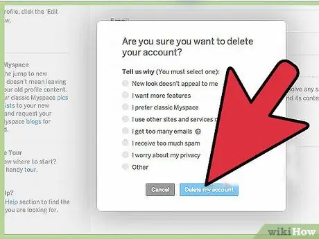 Отмените свою учетную запись MySpace Шаг 8