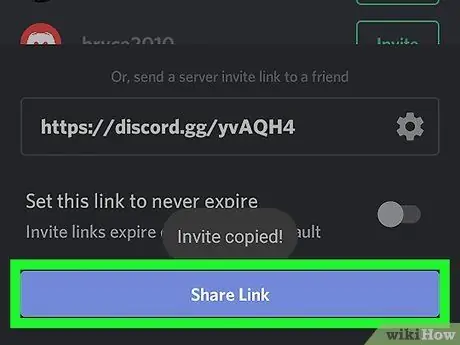 Inviter folk til en Discord Server på Android Trinn 10