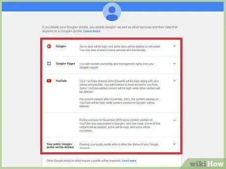 Etapa 3 para excluir uma conta do Google+