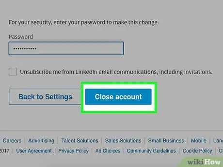 Ștergeți un cont LinkedIn Pasul 8