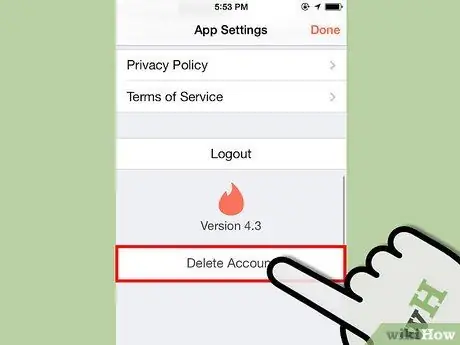 Disattiva l'account Tinder utilizzando dispositivi iOS Passaggio 4