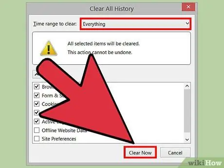 Etapa 8 para limpar o cache e os cookies