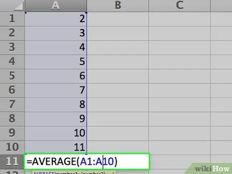 Calculate Averages in Excel Step 2