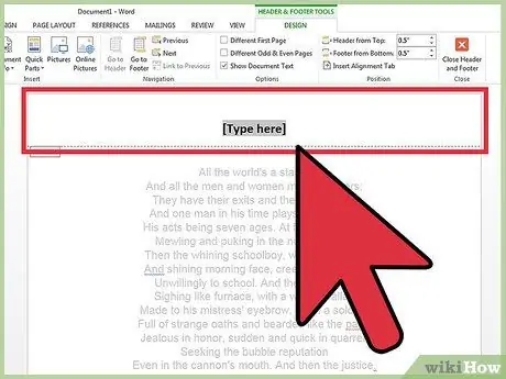 Indsæt en tilpasset sidehoved eller sidefod i Microsoft Word Trin 12