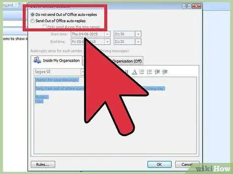 Schakel de afwezigheidsassistent in of uit in Microsoft Outlook Stap 7