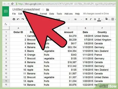 Căutați într-o foaie de calcul Google Docs Pasul 1