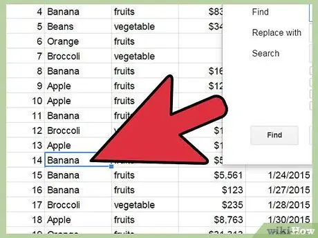 Søg i et Google Docs -regneark Trin 5