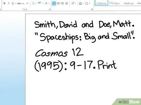 Citera en artikel i MLA -stil Steg 16