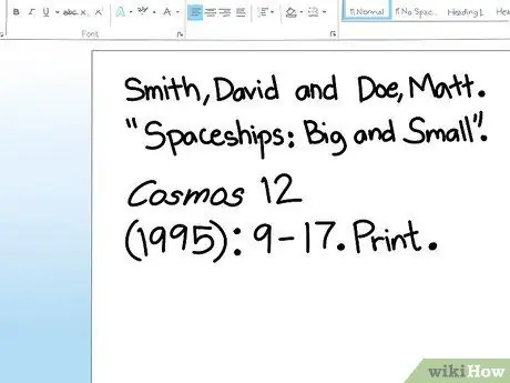 Einen Artikel im MLA-Stil zitieren Schritt 17