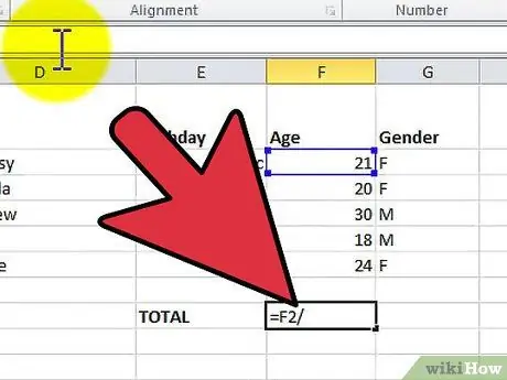 Diviser dans Excel Étape 14