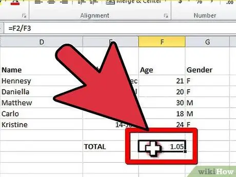 Verdelen in Excel Stap 16