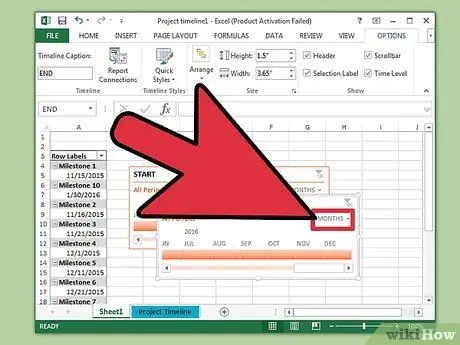 Sukurkite laiko juostą „Excel“12 veiksme