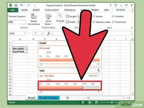 Sukurkite laiko juostą „Excel“13 veiksme