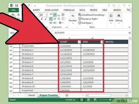 Utwórz oś czasu w programie Excel Krok 16