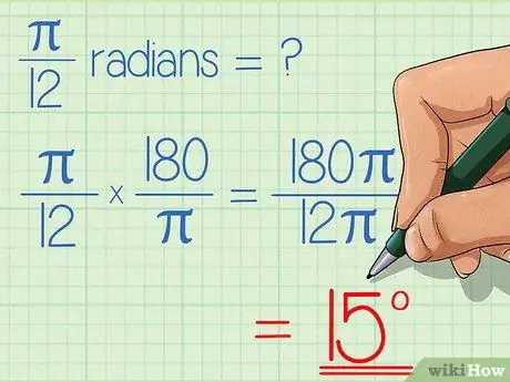 Pretvorite radijane u stupnjeve 2. korak