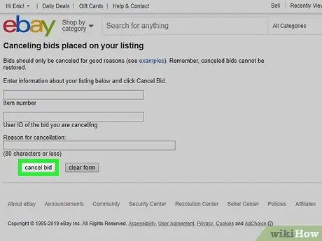 قم بإلغاء المزايدة على eBay الخطوة 19