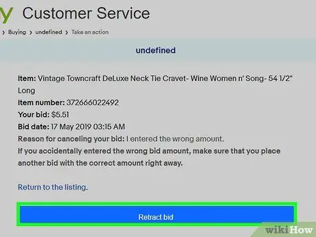 Hủy giá thầu trên eBay Bước 8