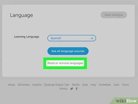 Brisanje jezika v programu Duolingo 6. korak