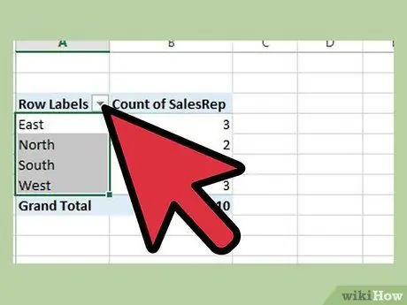 Izveidojiet rakurstabulas programmā Excel 14. darbība