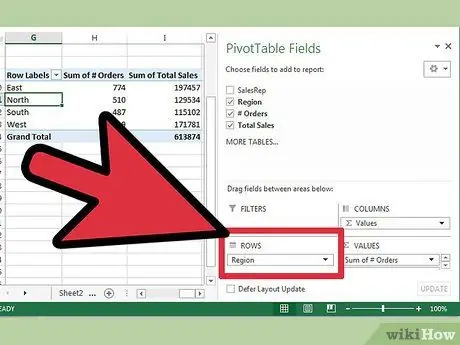 Sukurkite „Pivot“lenteles „Excel“6 veiksme