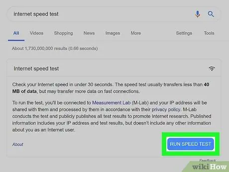 Ελέγξτε την ταχύτητα διαδικτύου Βήμα 2