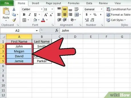 Razvrstite seznam v programu Microsoft Excel 1. korak