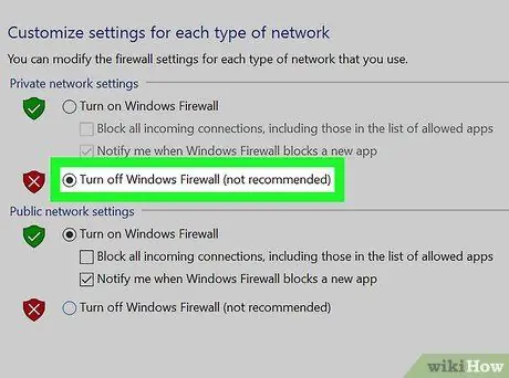 Schakel firewall uit Stap 5