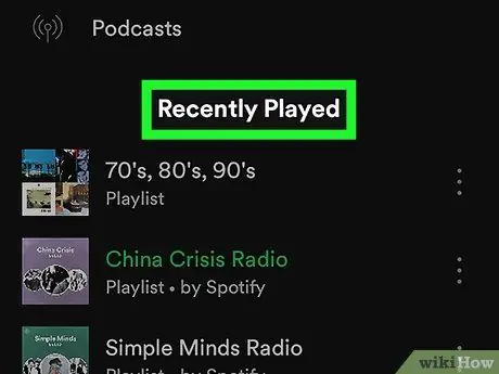 Skjul nyligt spillede artister på Spotify på Android Trin 3