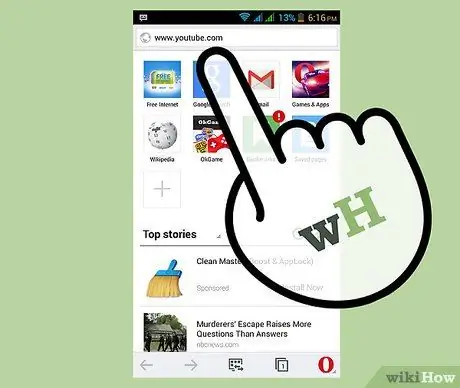 ดาวน์โหลดวิดีโอจาก YouTube โดยใช้ Opera Mini Web Browser (มือถือ) ขั้นตอนที่ 1