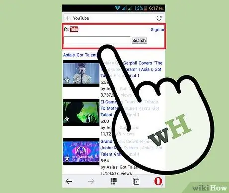 قم بتنزيل مقاطع الفيديو من YouTube باستخدام متصفح الويب Opera Mini (الهاتف المحمول) الخطوة 2