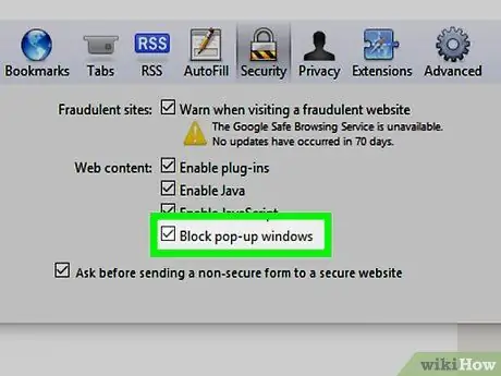 I-on ang Pop up Blocker Hakbang 20