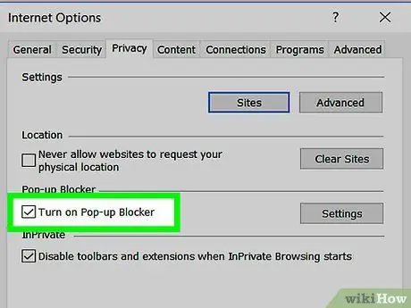 I-on ang Pop up Blocker Hakbang 3