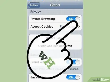 Aktivera privat surfning i Safari med iOS Steg 12