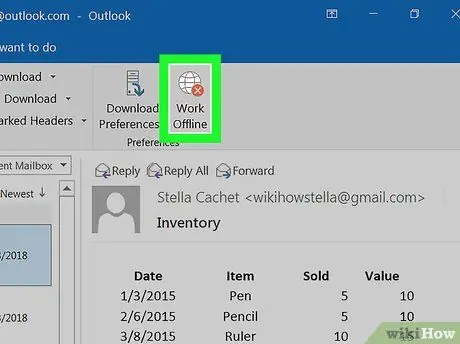 Lumpuhkan "Work Offline" di Outlook Langkah 4