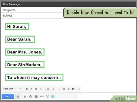 एक औपचारिक ईमेल प्रारंभ करें चरण 1